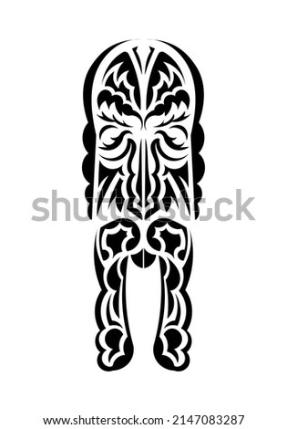 Face in the style of ancient tribes. Ready tattoo template. Isolated on white background. Vector illustration.