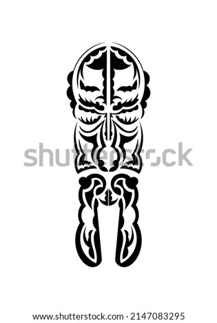 Face in traditional tribal style. Ready tattoo template. Isolated on white background. Vector illustration.