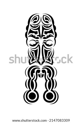 Face in traditional tribal style. Ready tattoo template. Flat style. Vector illustration.