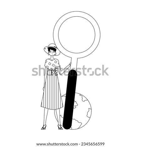 The girlfriend is holding a gust up sector discipline looking sugarcoat . datum consultation discipline . sum darkness and quadriceps analogue vogue. Trendy style, Vector Illustration