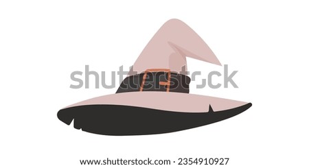A big, sharp hat that witches put on their heads. Halloween hat that resembles a baseball cap. Cartoon style, Vector Illustration