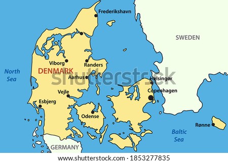 illustration - map of Kingdom of Denmark - eps