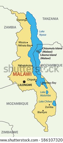 Republic of Malawi - vector map