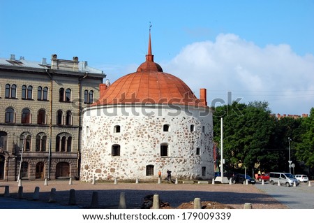 Medieval Round Tower in Vyborg, Russia. Round Tower  is a fortification at the market square of Russian town Vyborg. It was built in 1547-1550 by the order of Gustav I of Sweden