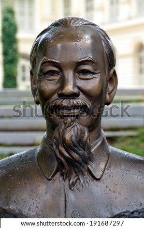SINGAPORE, SINGAPORE, APRIL 26, 2014: Monument to Ho Chi Minh in Singapore,  a Vietnamese communist revolutionary leader