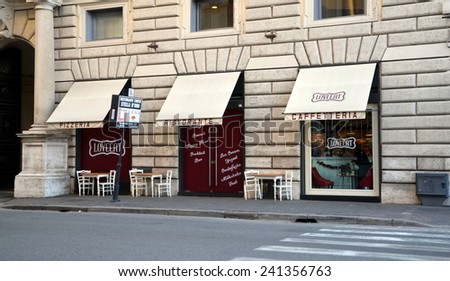 ROME, ITALY, DEC 29, 2014 - Pizzeria, restaurant and cafeteria Loveeat in Rome, Italy