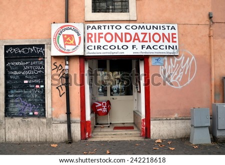 ROME, ITALY, DEC 24, 2014 - Office of the Communist Party of Italy in Rome
