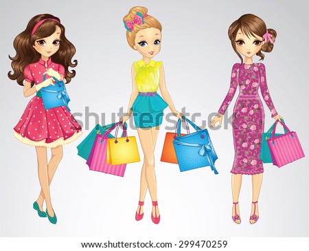 Fashion beauty shopping girls