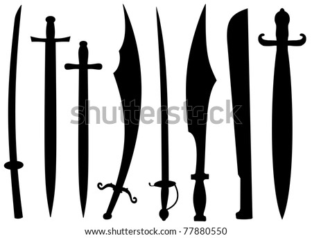 Isolated Silhouettes Of Swords Stock Photo 77880550 : Shutterstock