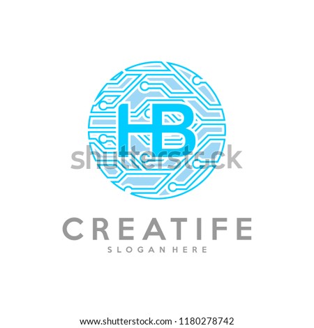 Initial HB logo concepts template vector. Data technology concepts.