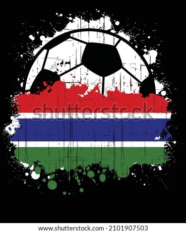 Vector illustration of a sports football logo with the flag of The Gambia, isolated on black background