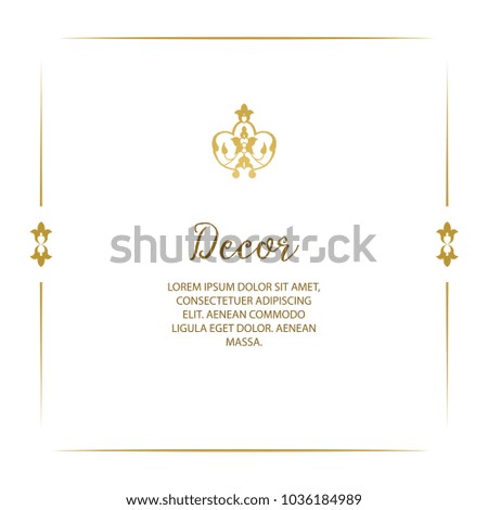 Vector decorative frame. Elegant gold element for design template, place for text.Floral border. Lace decor for birthday and greeting card, wedding invitation.