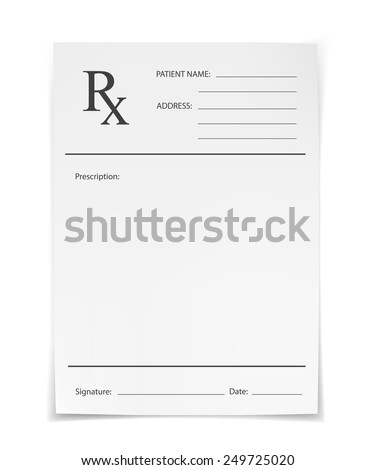 Blank Rx prescription form isolated on white background Imagine de stoc © 