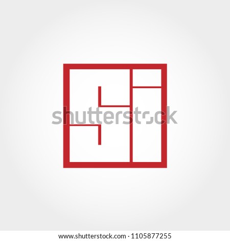 Initial Letter SI Logo Template Vector Design