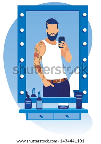 Similar – Image, Stock Photo Stylish man holding mirror with reflection