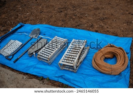 Similar – Image, Stock Photo Car with sand plates in desert sand