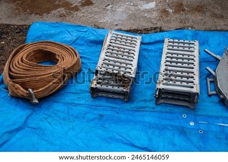 Similar – Image, Stock Photo Car with sand plates in desert sand