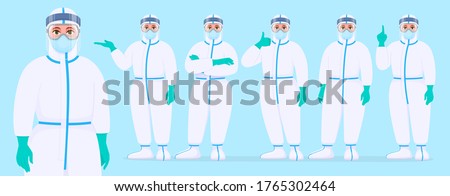 Similar – Image, Stock Photo Female doctor in coveralls holding COVID-19 PCR nasal swabbing kit