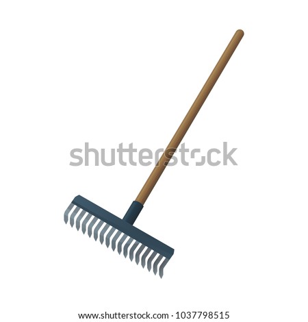 Tool for horticulture, agriculture, farming. Soil cultivator, rake for cultivating the land. Vector illustration isolated on white background.