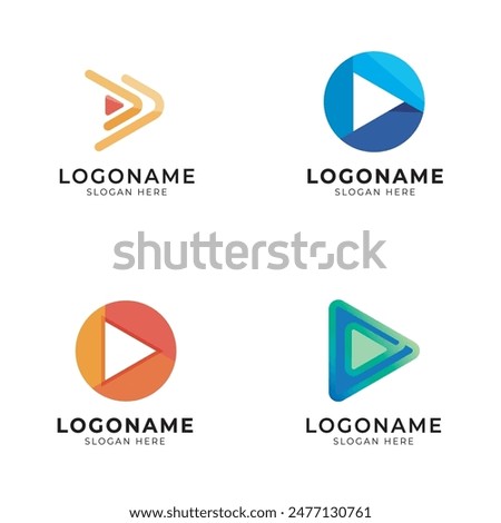 play button logo icon set