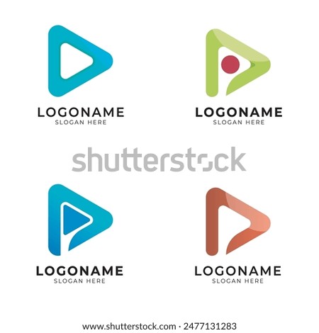 triangle play logo icon set