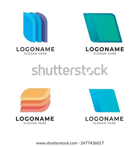 Layers logo icon set vector