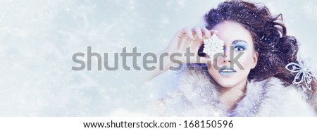 Winter snow queen - woman with snowflake