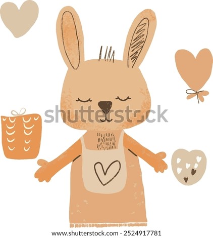 vector, scribbles, hand drawn, child drew bunny, easter