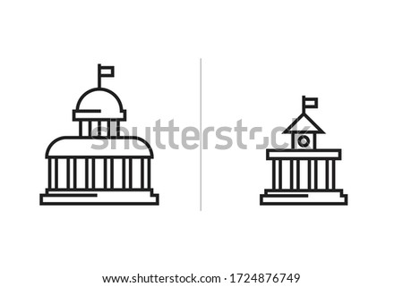 Two icons for the town Hall or Museum. Two versions of the icon simple and more complex