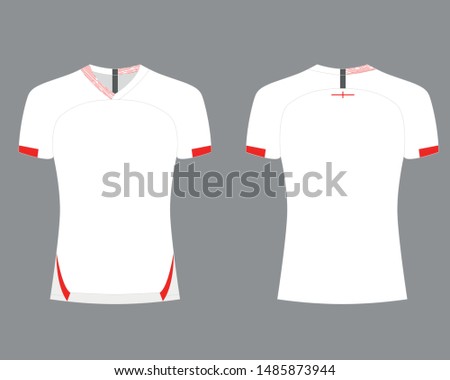 t-shirt sport design template, rugby jersey mockup for national. uniform front and back view. white.