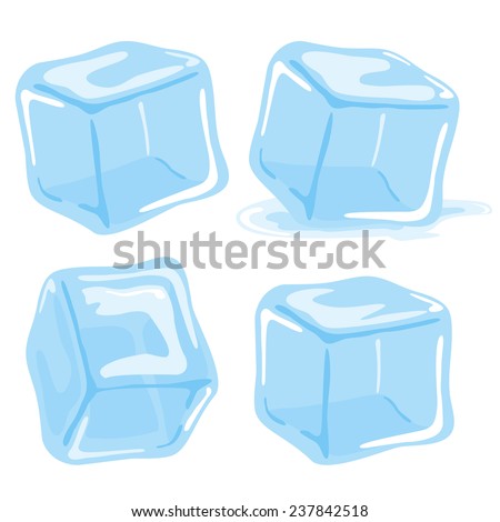 Ice cubes vector set on white background.