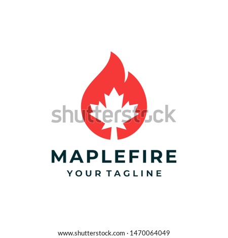 Maple leaf fire logo and icon design vector.
