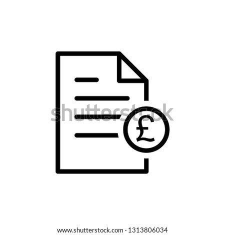 Bill and pound sterling vector icon. Invoice, bill icon suitable for info graphics, websites and print media and interfaces.
