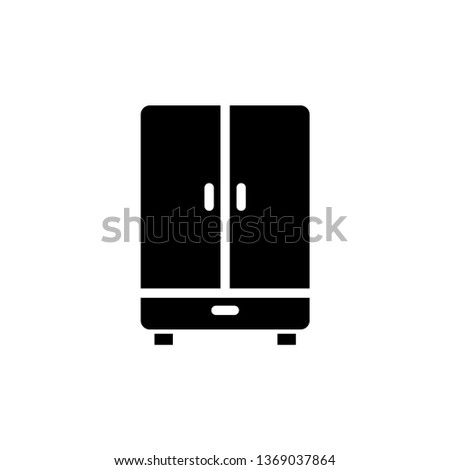 Cupboard icon. Wardrobe furniture cabinet vector template.