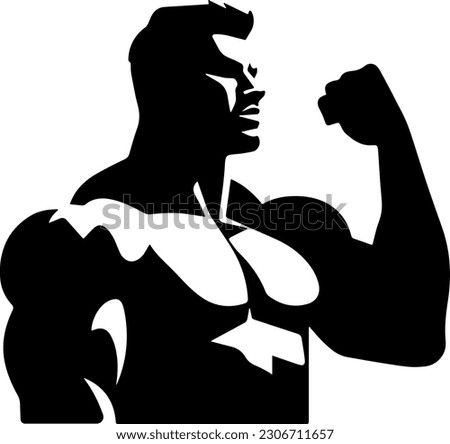 vector image with strongman, silhouette,icon Foto stock © 