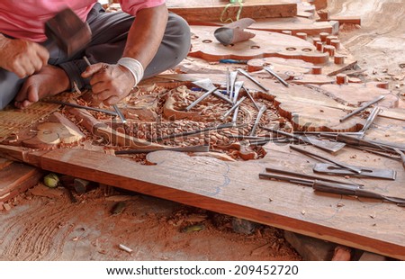 Carpenter and carve work and crafts handmade