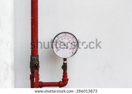 Pressure gauge water pipelines pipe valve water connection on industry