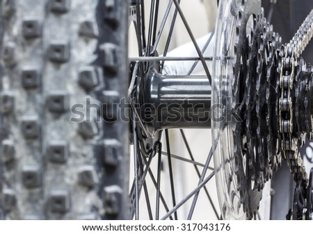 Bicycle gear road, metal cogwheel