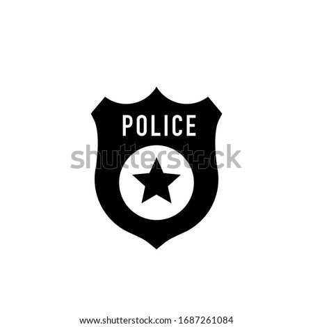 Police badge vector icon illustration isolated on black background
