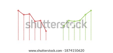 Profit and lost money or budget. Cash and rising graph arrow up, concept of business success. Capital earnings, benefit. Vector stock illustration