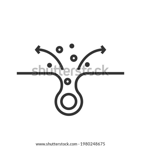 Facial skincare, pore cleaning, cleansing clogged face, isolated linear icon vector Foto stock © 