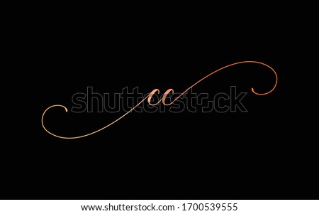 c or cc Lowercase Cursive Letter Initial Logo Design, Vector Template