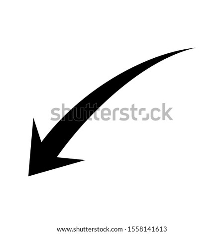 arrow sign icon symbol down left thick black on white vector illustration