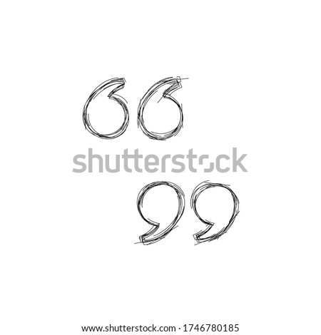 double quote mark icon sketch, left and right, vector design inspiration