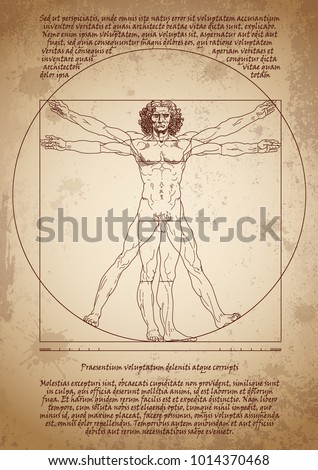 Da Vinci's Vitruvian Man. Leonardo da Vinci drawing. Da Vinci sketches. ストックフォト © 