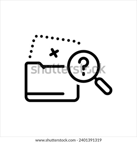 Vector black line icon for missing data