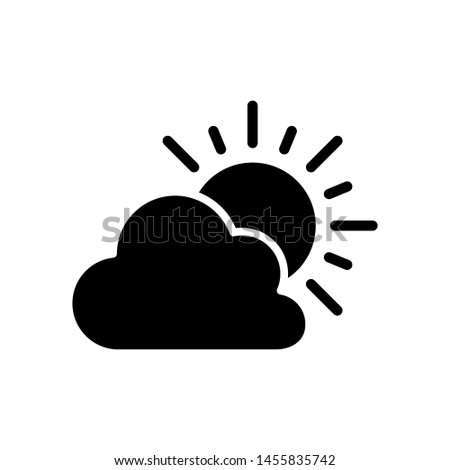 Cloud with sun  and fog icon vector