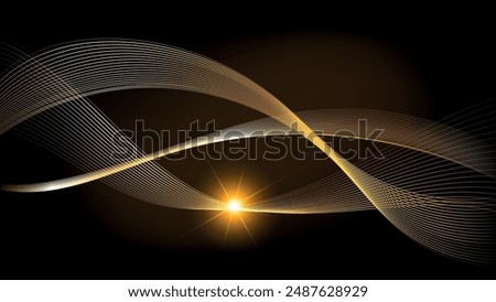 Luxurious black wallpaper with wavy gold lines. An excellent background for designing pages on social networks, posters, presentations, outdoor advertising and your other projects. Vector.