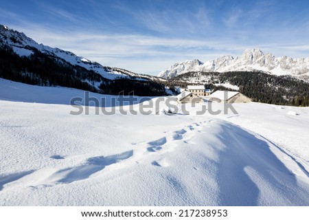 Chalet on mountains during winter