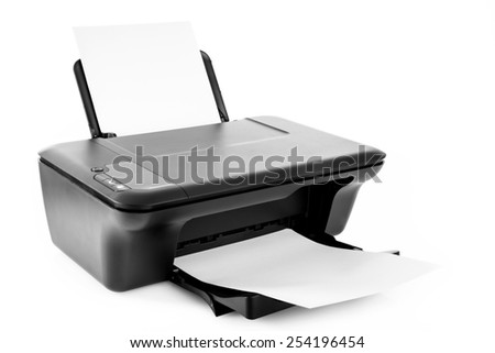 Printer on white background